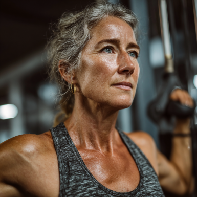 Активні літні люди займаються йогою на природі